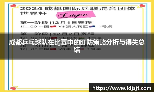 成都乒乓球队在比赛中的盯防策略分析与得失总结